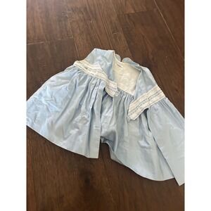 Vintage Cadichon Light Blue Lace Trim Scalloped Collar Dress French Style 0-6m